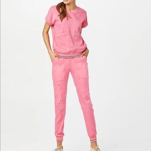 Mediclo TENCEL Lanai Rib Band Rose Pink Scrub Set